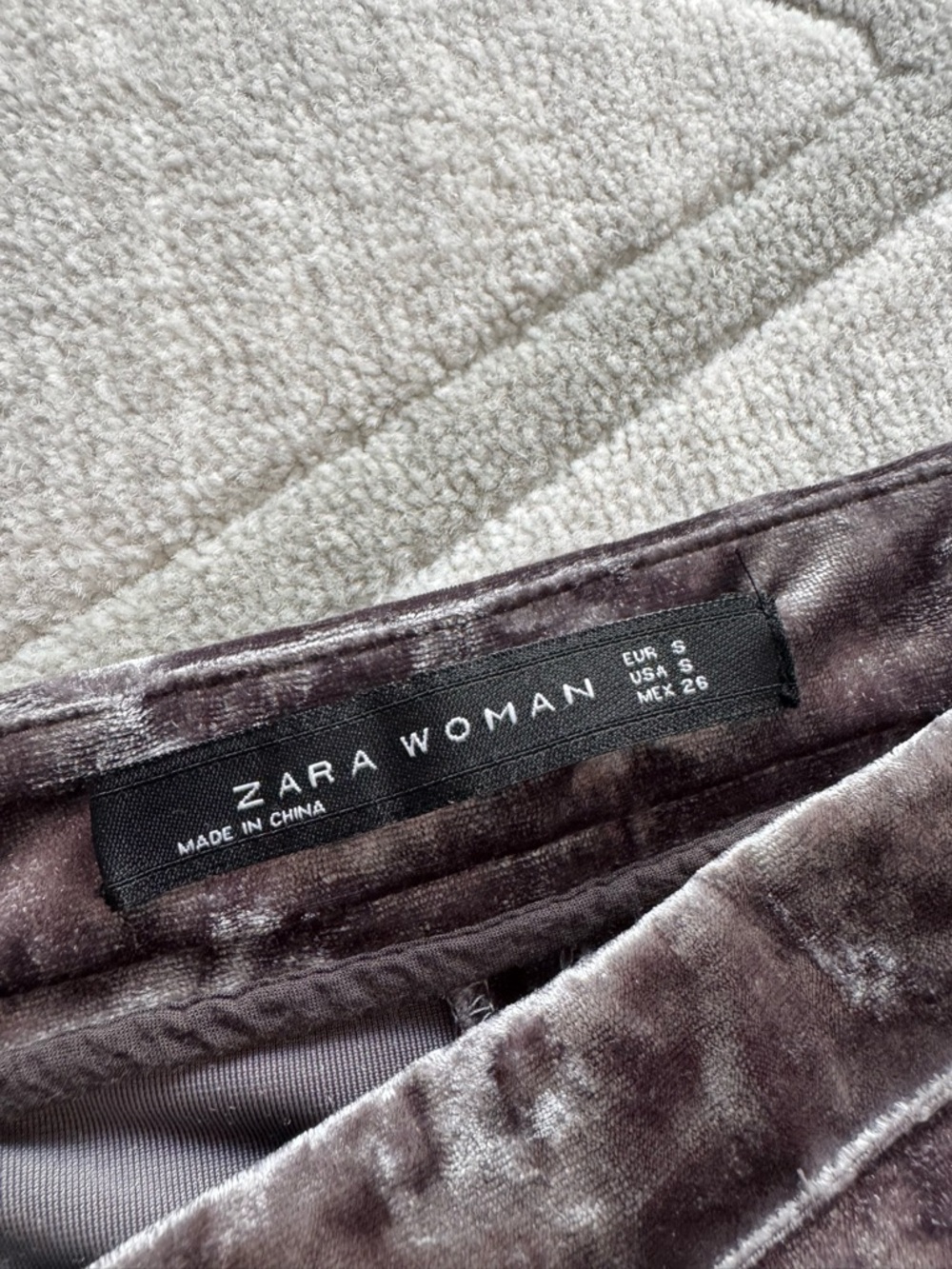 Zara Woman Crushed velvet velour palazzo pants with zipper Super cute Comfy SZ S - Picture 7 of 10